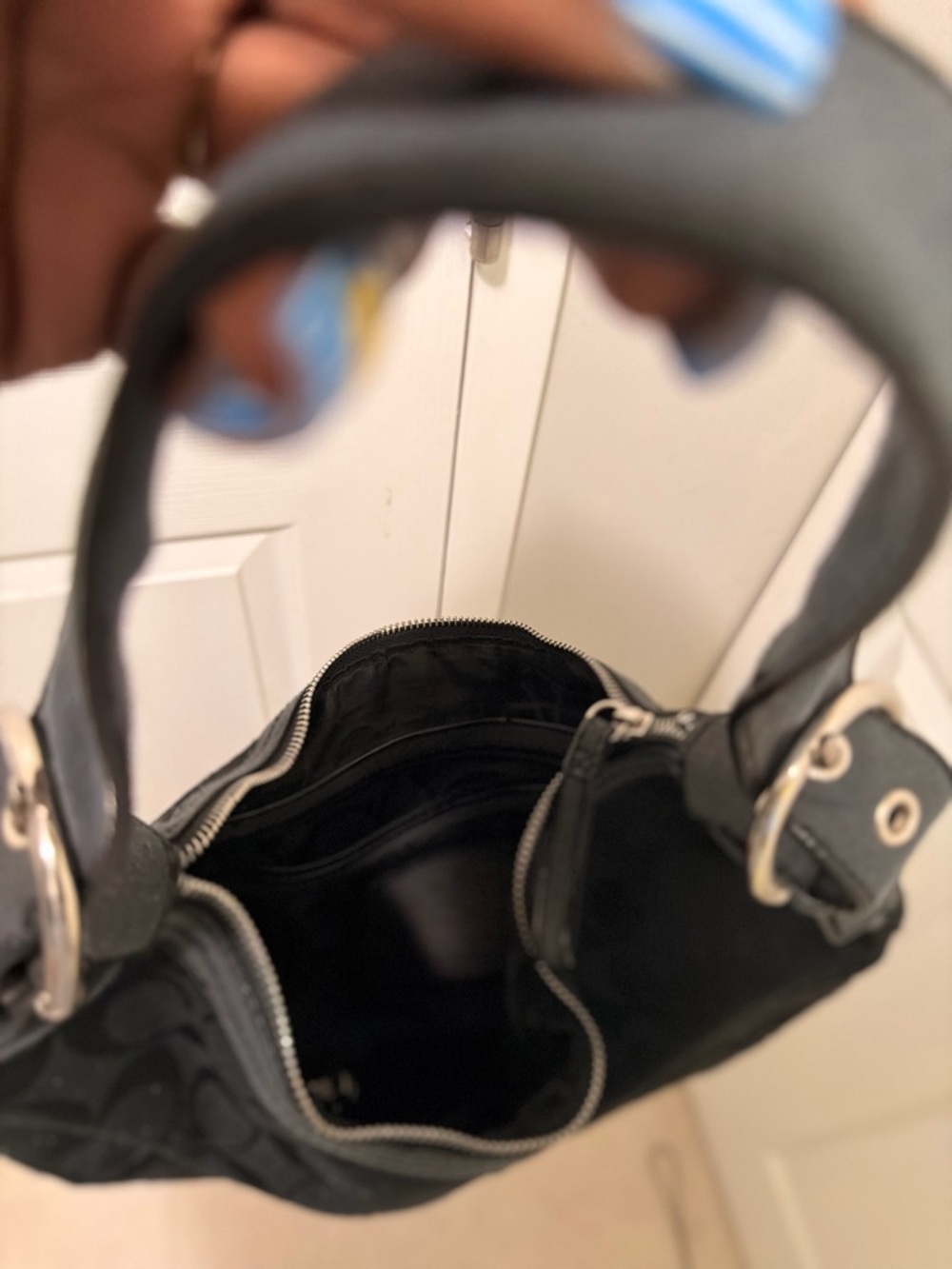 Coach Black Shoulder Bag with Silver Hardware